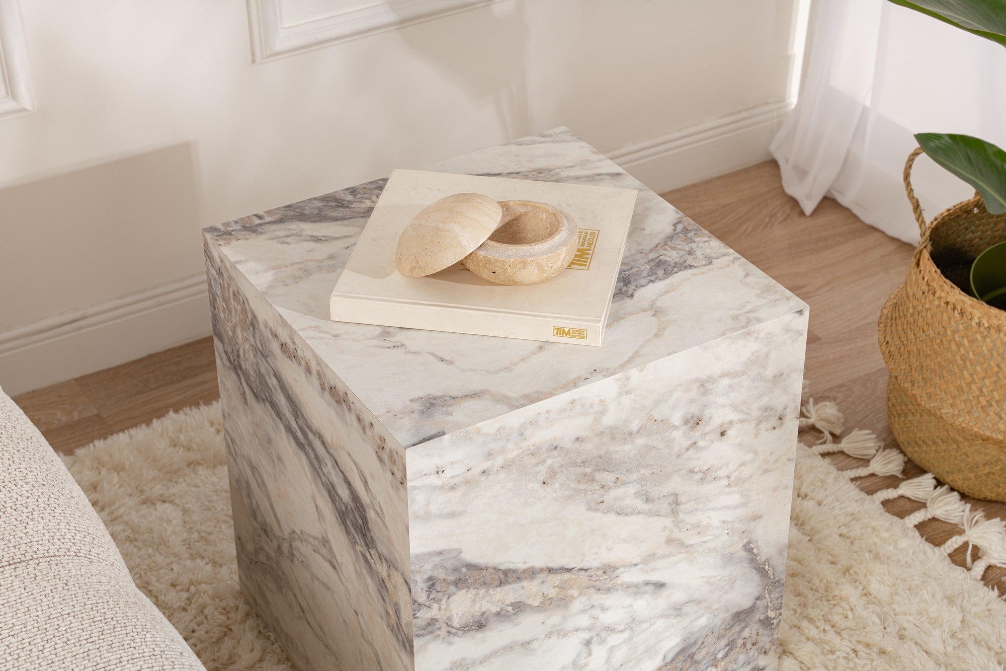 Rani Home Yan Sehpa Frezya Mermer Desenli 45Cm AD-5352