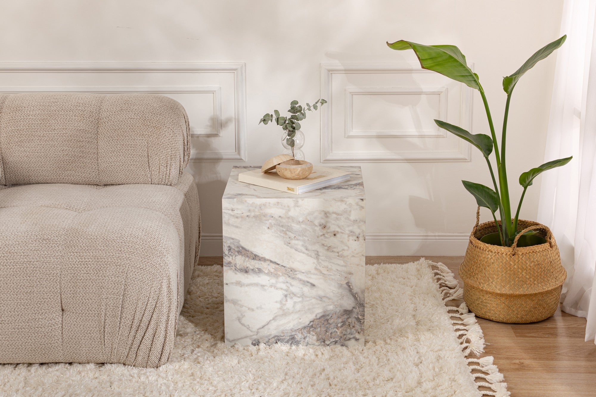 Rani Home Yan Sehpa Frezya Mermer Desenli 45Cm AD-5352
