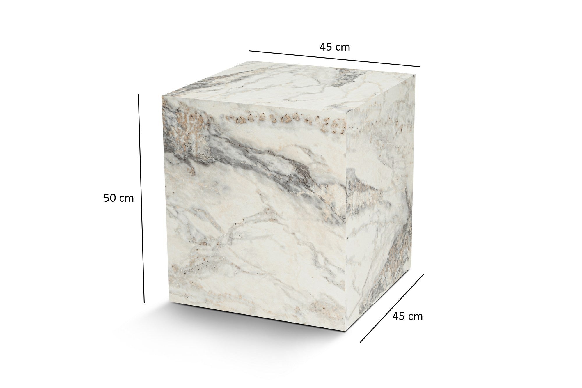 Rani Home Yan Sehpa Frezya Mermer Desenli 45Cm AD-5352