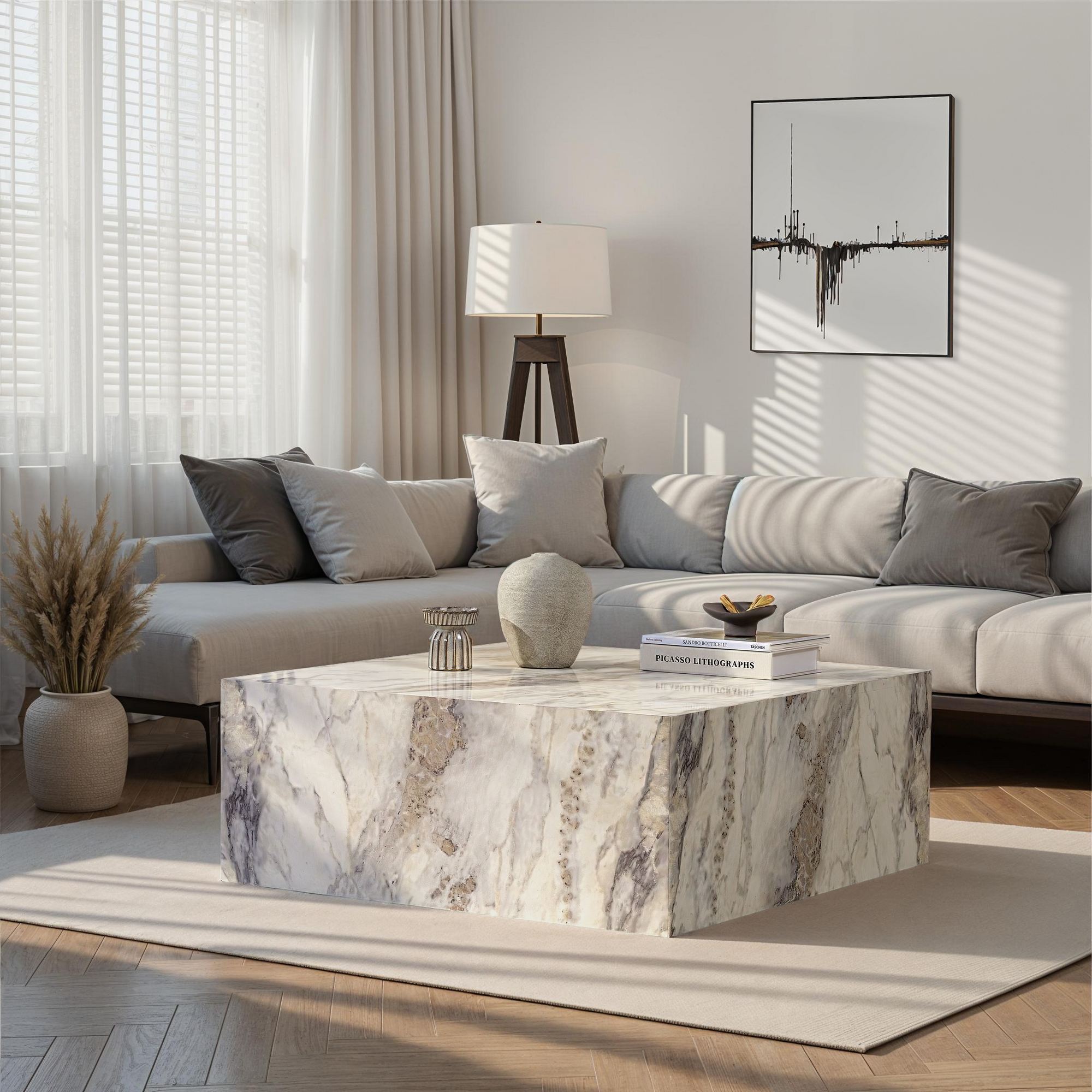 Rani Home Orta Sehpa Frezya Mermer Desenli 90Cm AB-5280
