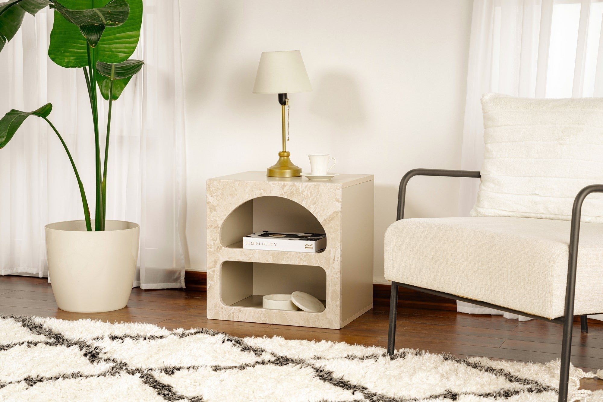 Rani Home Komodin Kumtaşı Mermer Desen 50Cm BD-5329