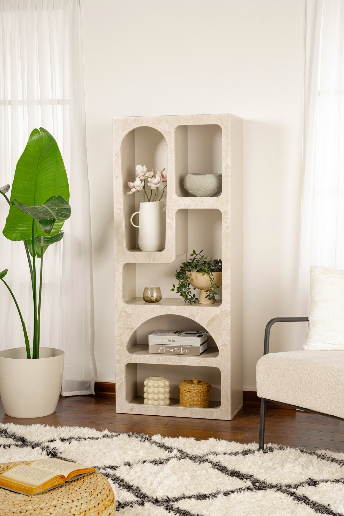 Rani Home Kitaplık Kumtaşı Mermer Desen 60Cm HC-5339