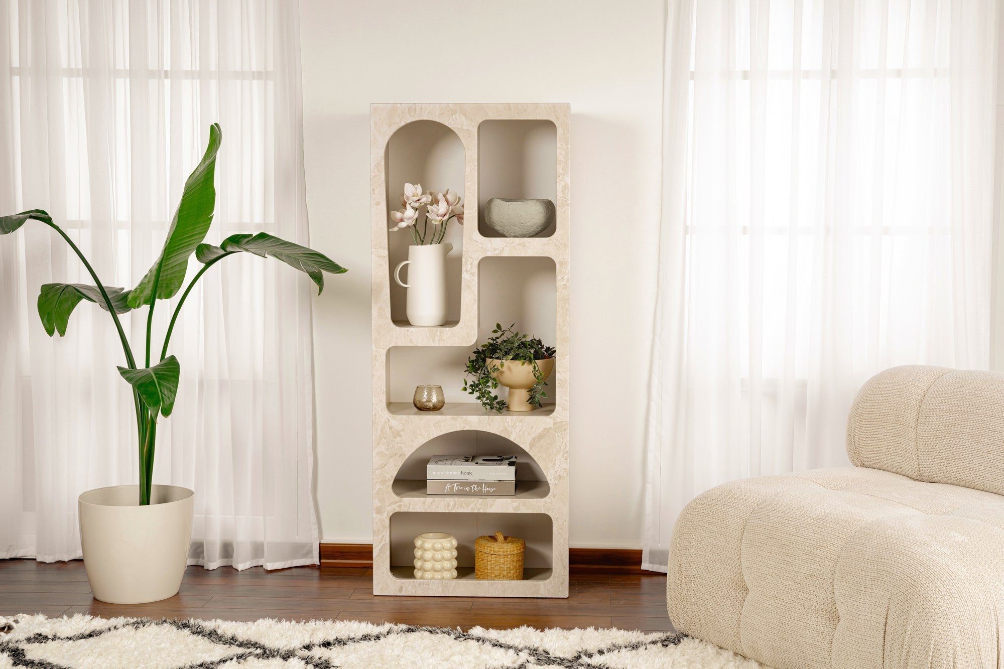 Rani Home Kitaplık Kumtaşı Mermer Desen 60Cm HC-5339