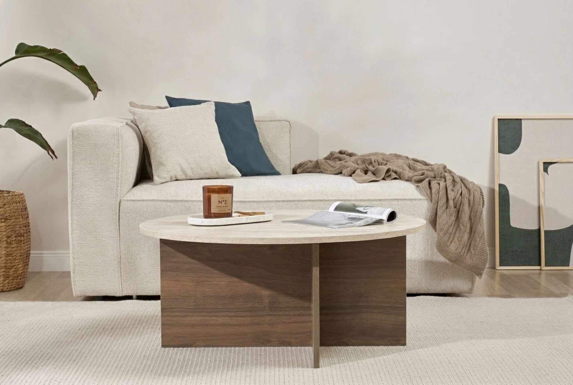 Rani Home Orta Sehpa Traverten - Venezia Ceviz 90Cm AB-5354
