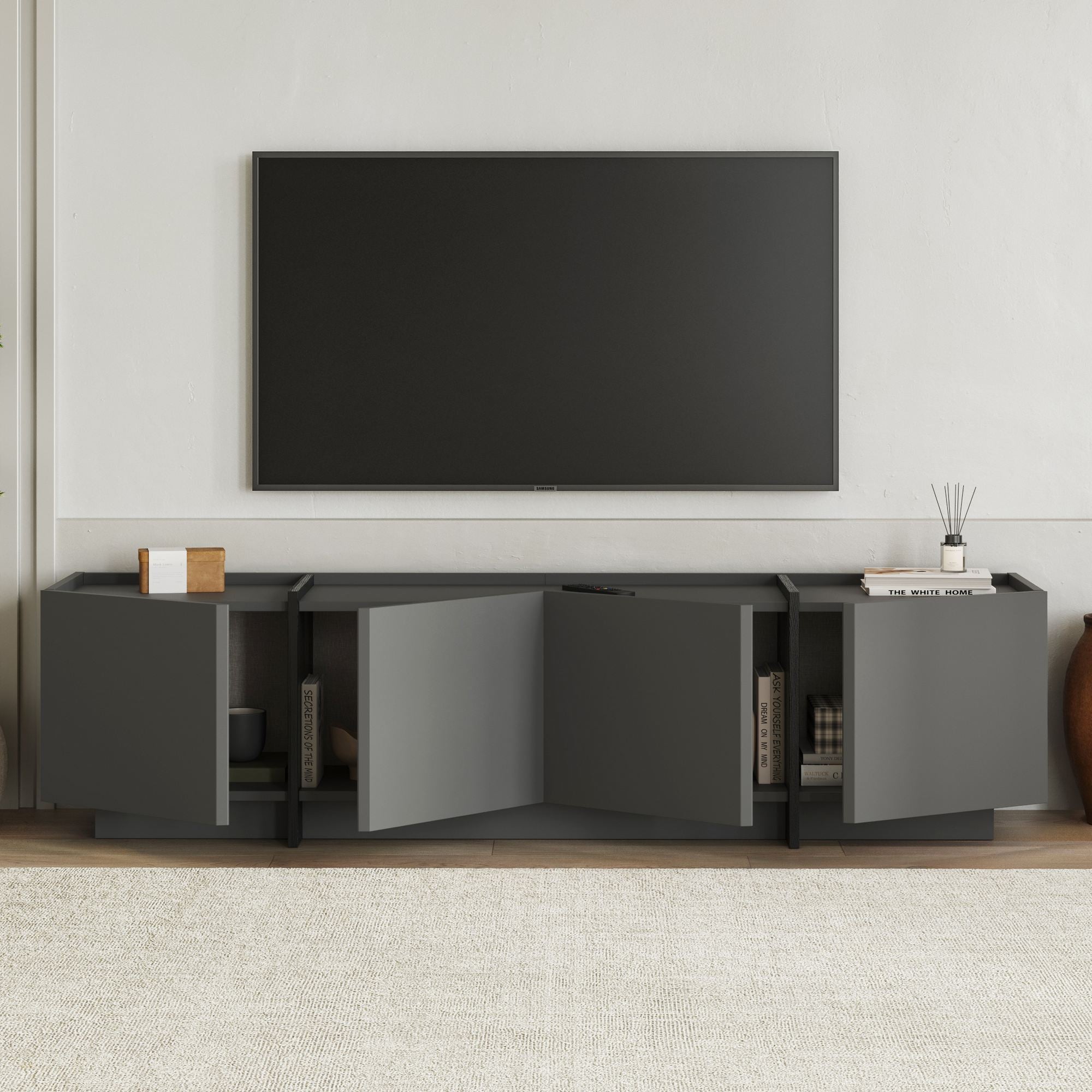 Rani Home Tv Ünitesi Antrasit - Siyah 180Cm AA-5325