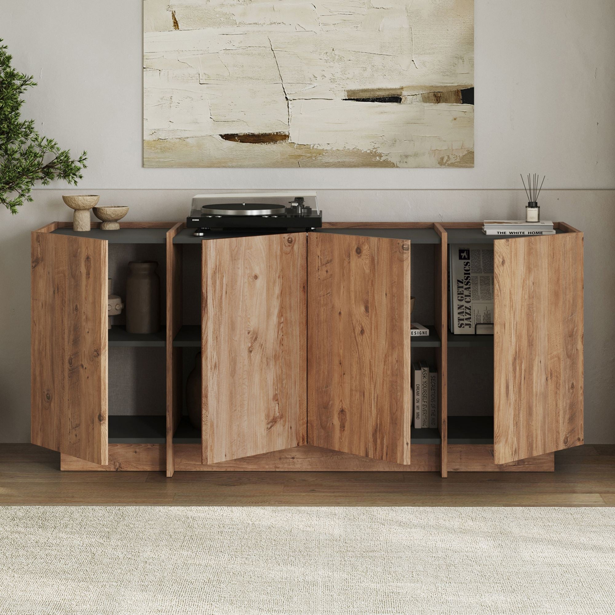 Rani Home Konsol Atlantik Çam - Antrasit 180Cm GD-5517