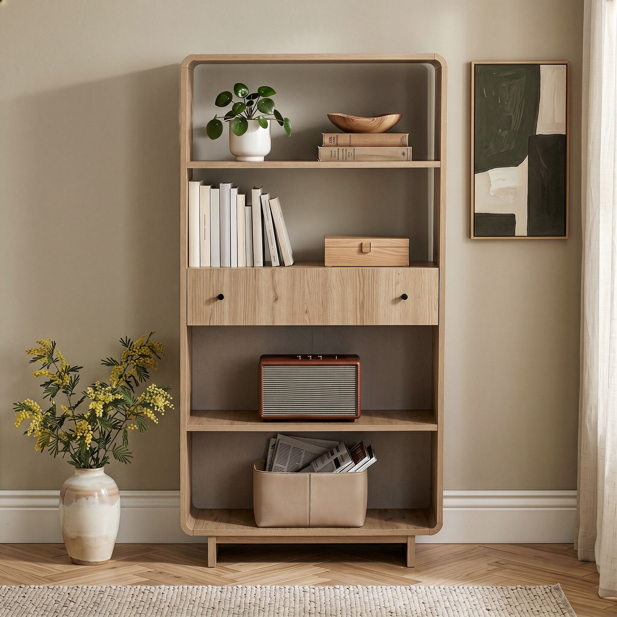 Rani Home Kitaplık Sepet Meşe  78 Cm HC-5753