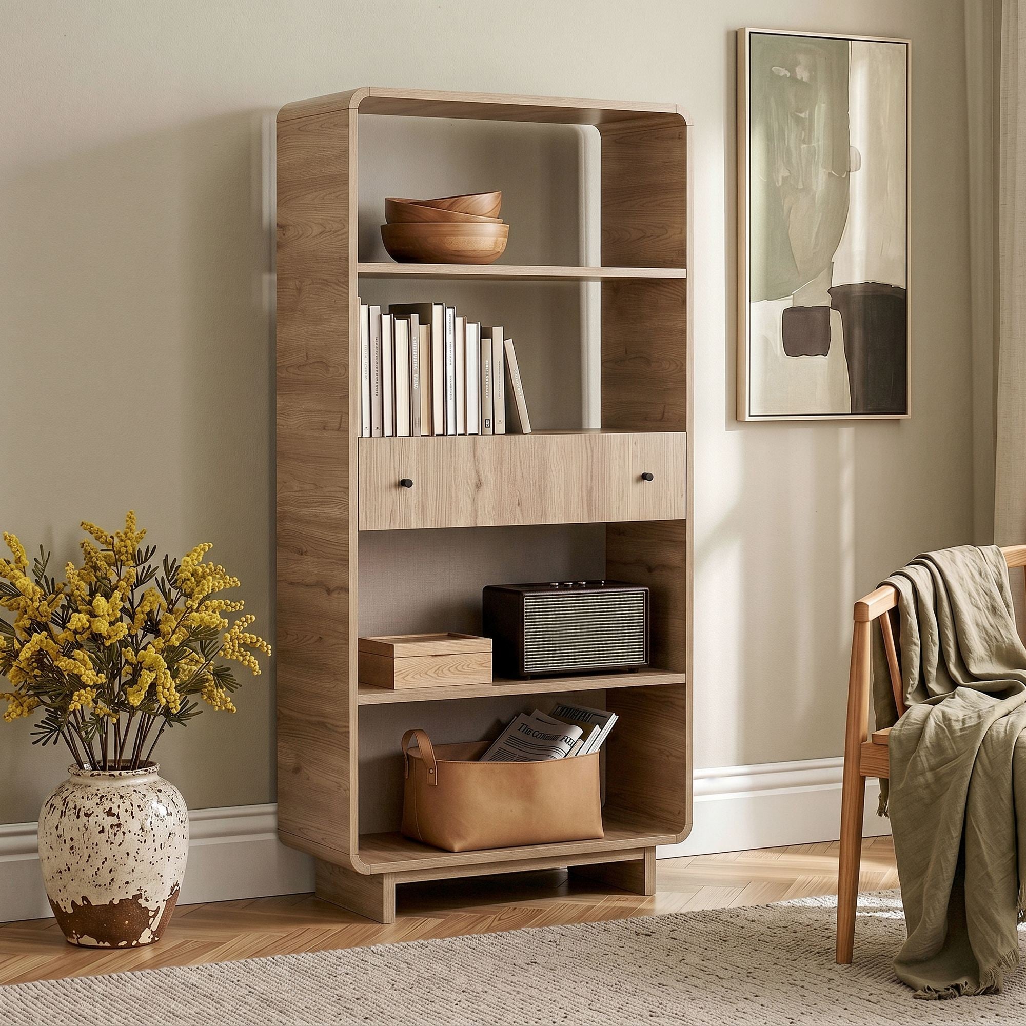 Rani Home Kitaplık Sepet Meşe  78 Cm HC-5753