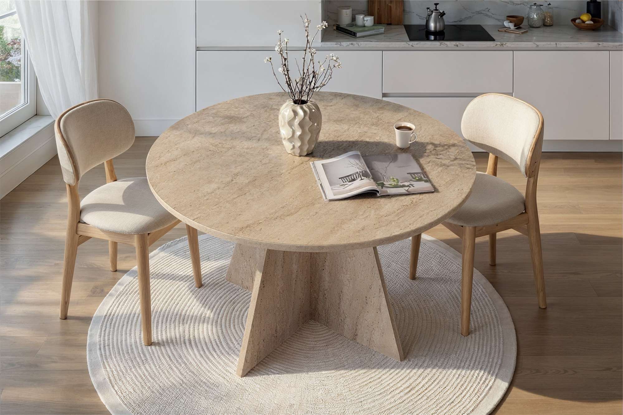 Rani Home Yemek Masası Traverten 120Cm GA-5308