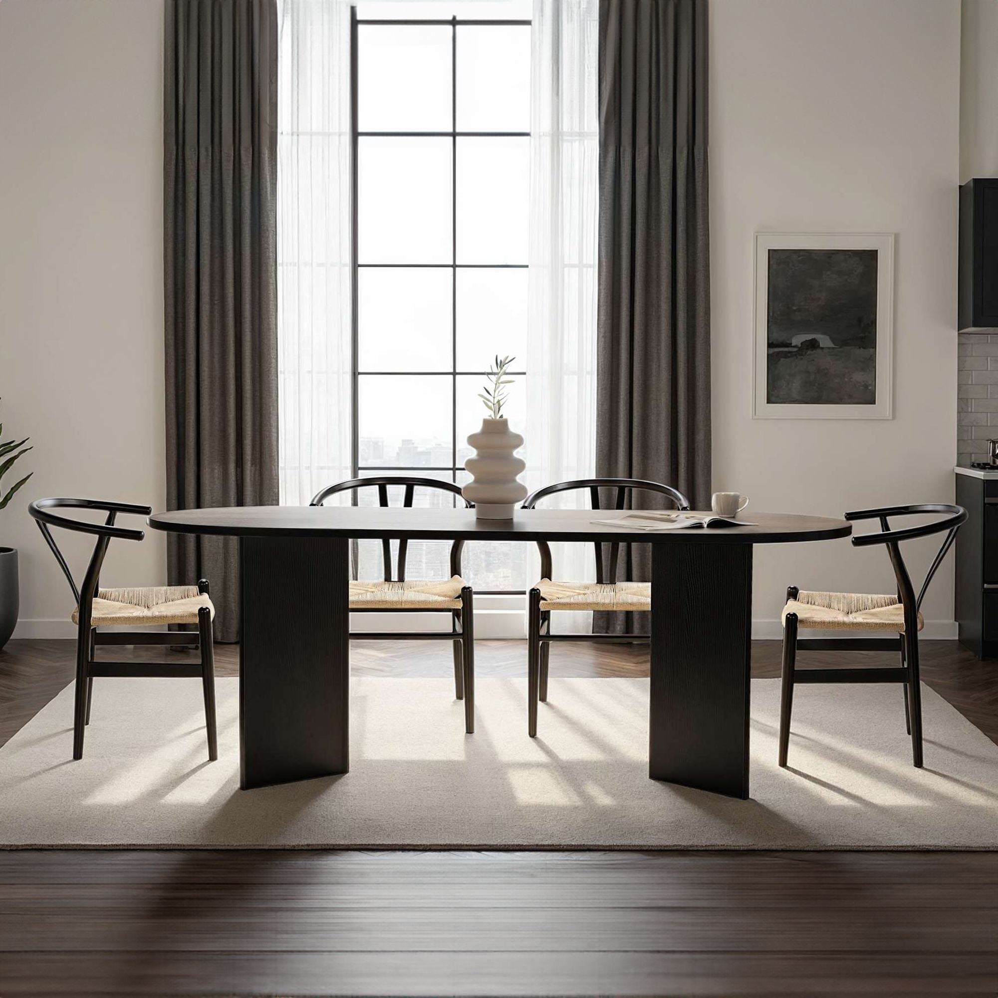 Rani Home Yemek Masası Ahşap Desenli Siyah 200Cm GA-5324