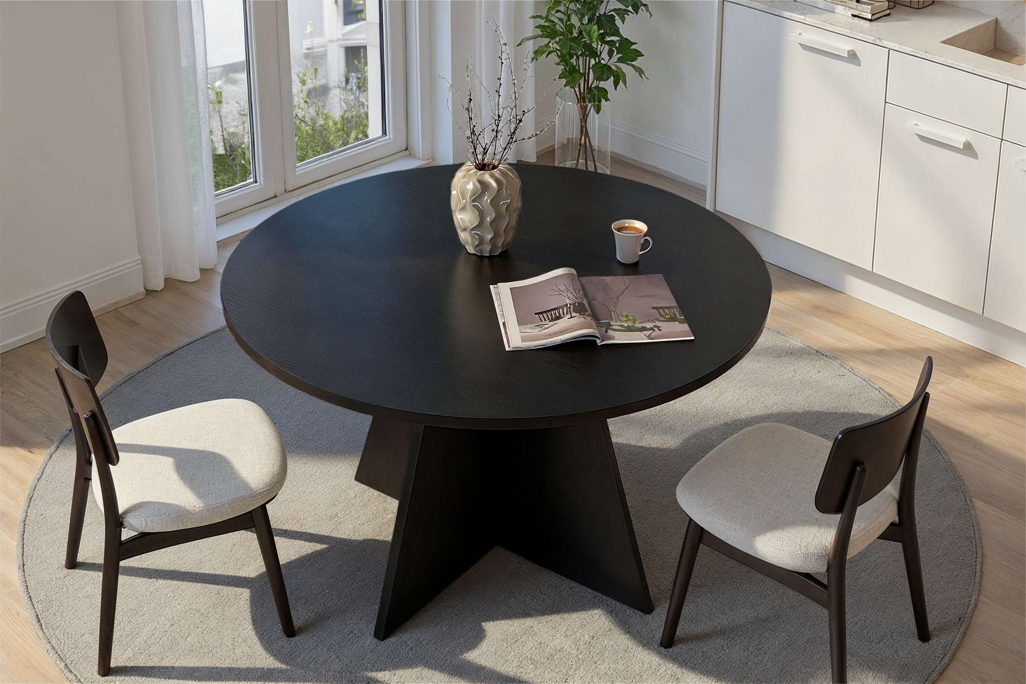 Rani Home Yemek Masası Ahşap Desenli Siyah 120Cm GA-5311
