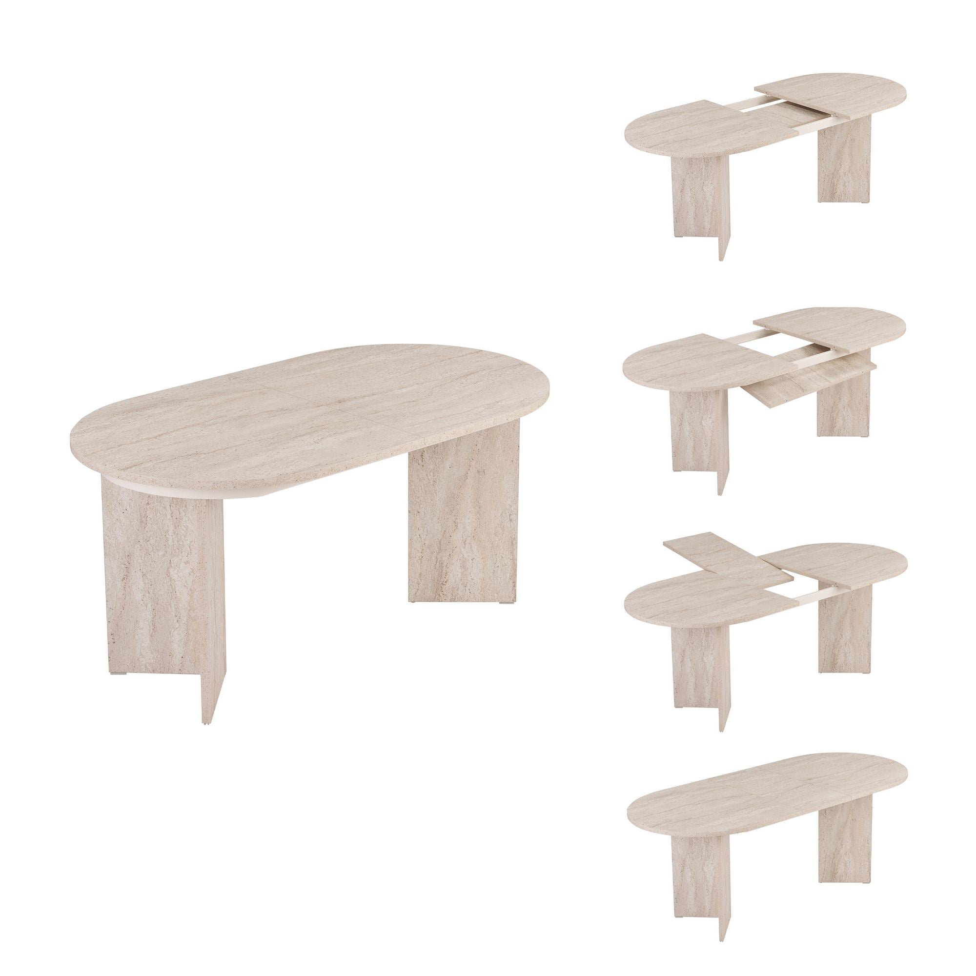 Rani Home Açılır Yemek Masası Traverten 160-200Cm GA-5345