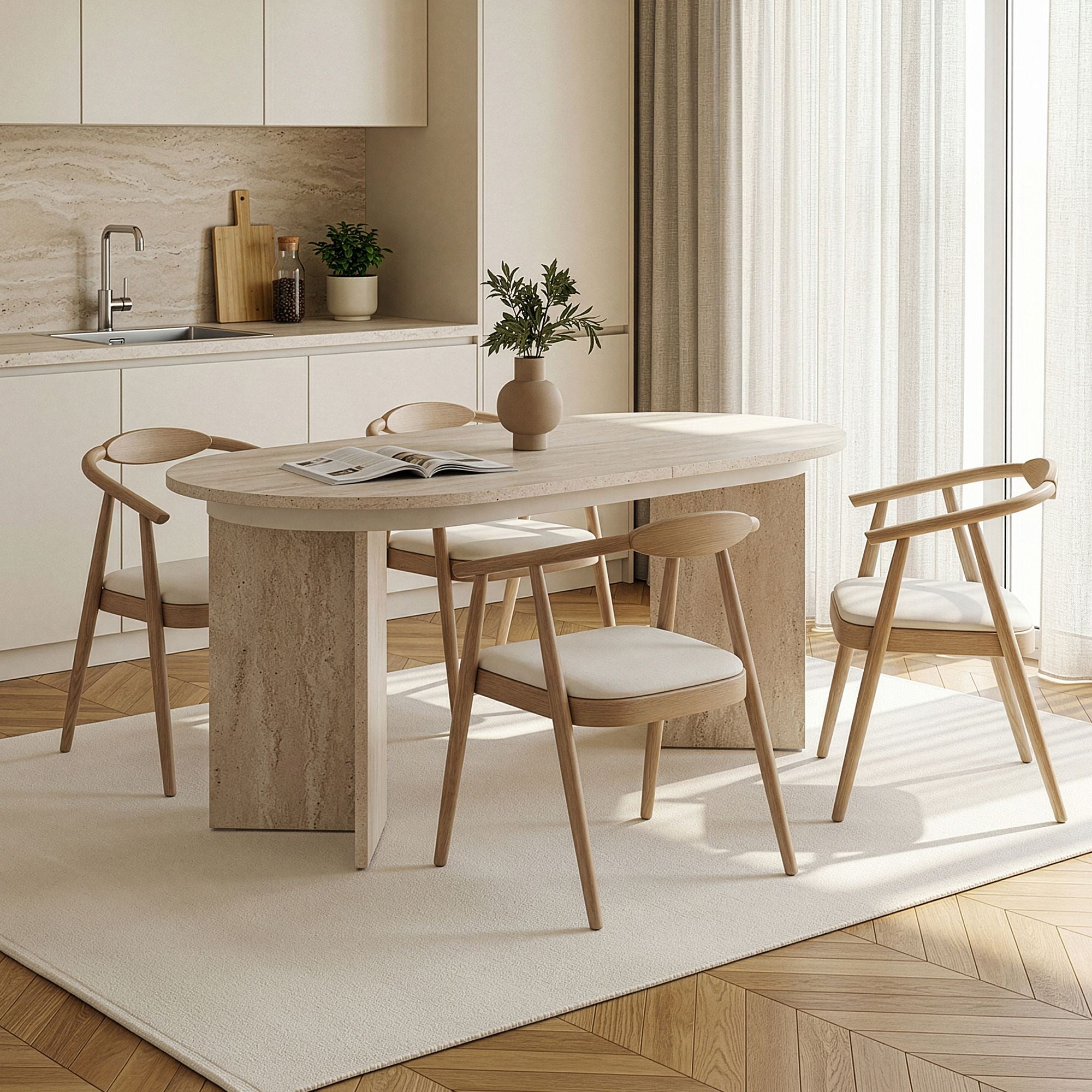 Rani Home Açılır Yemek Masası Traverten 160-200Cm GA-5345