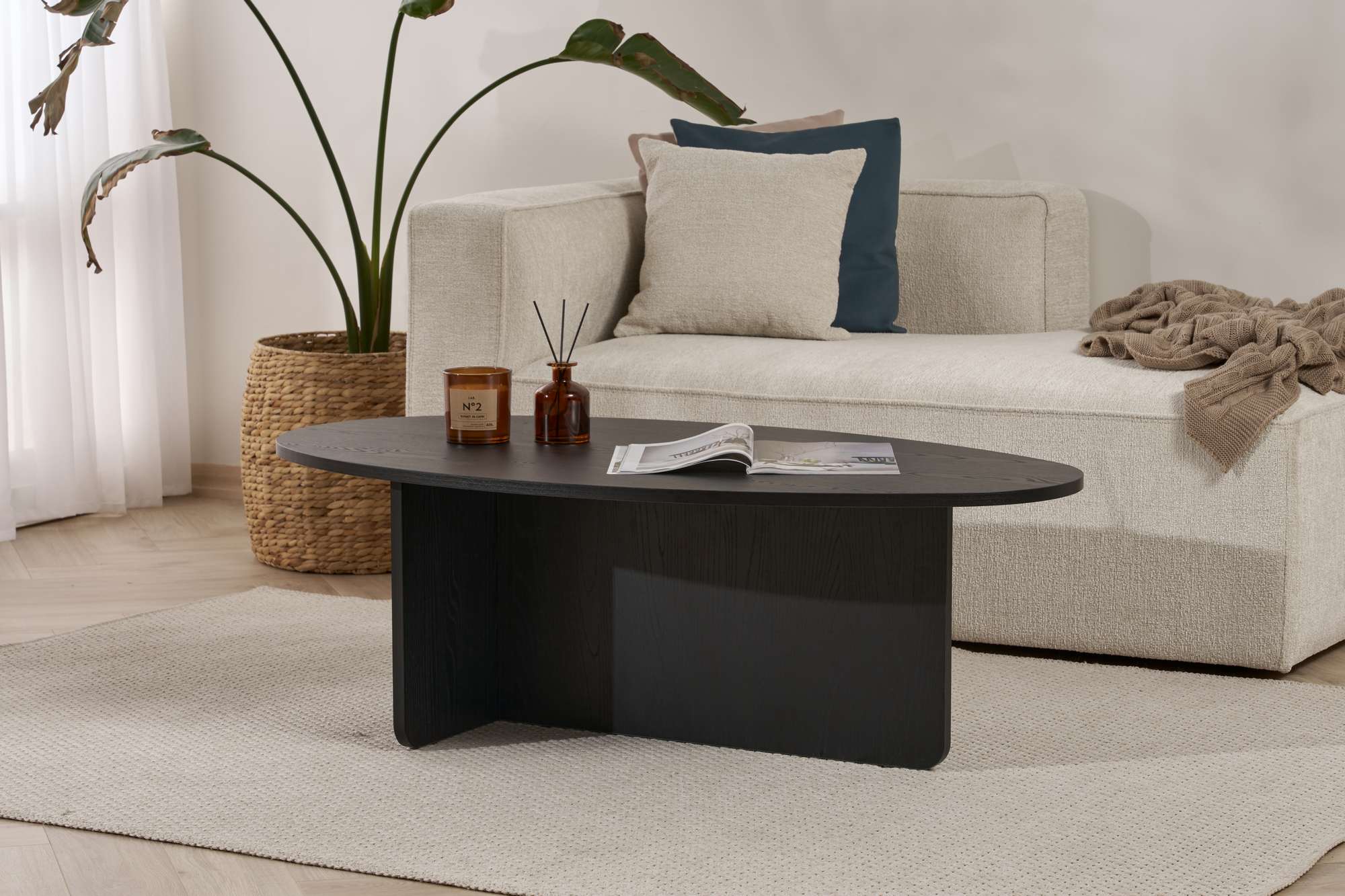 Rani Home Orta Sehpa Ahşap Desenli Siyah 120Cm AB-5407