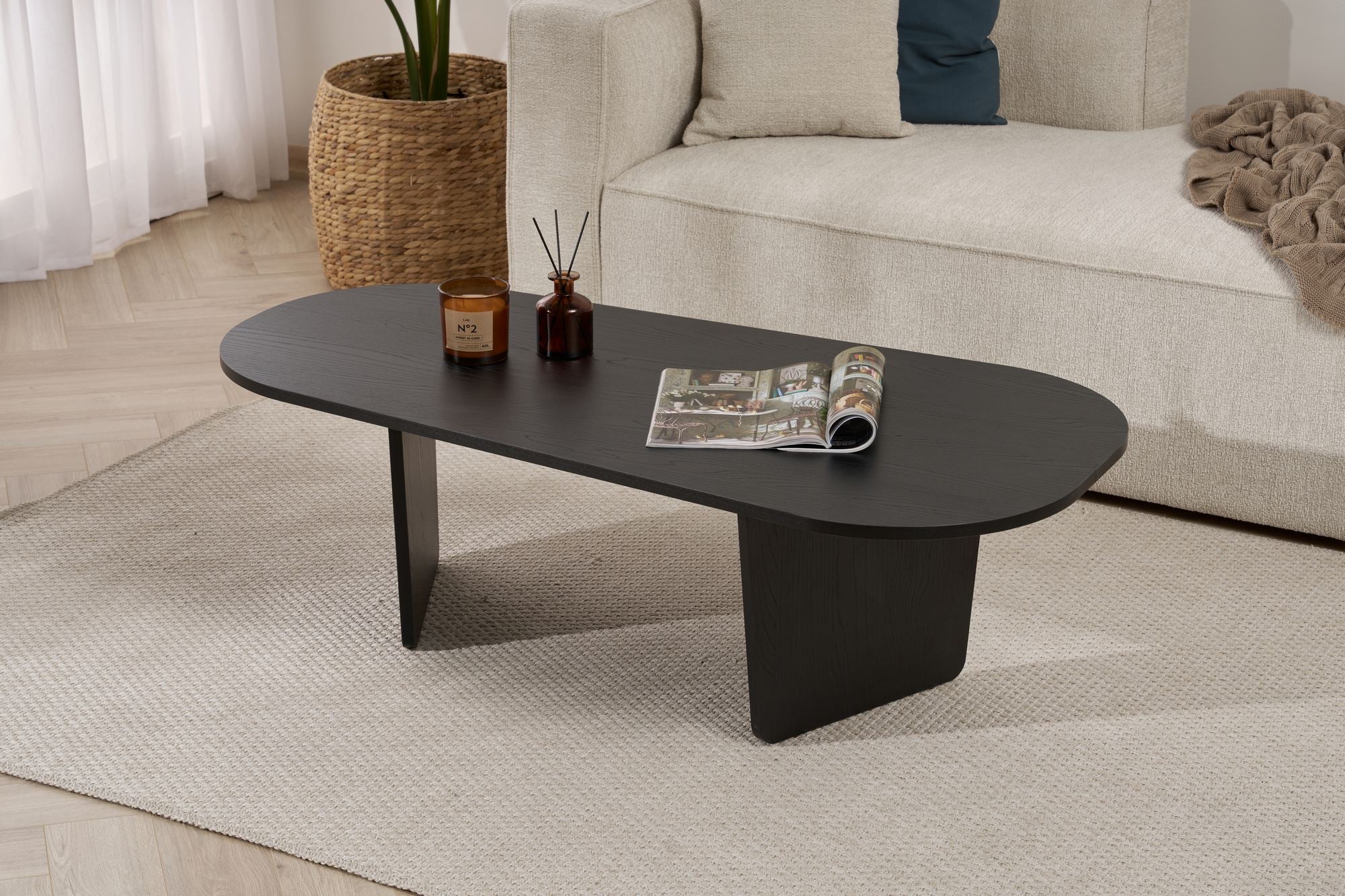 Rani Home Orta Sehpa Ahşap Desenli Siyah 130Cm AB-5415