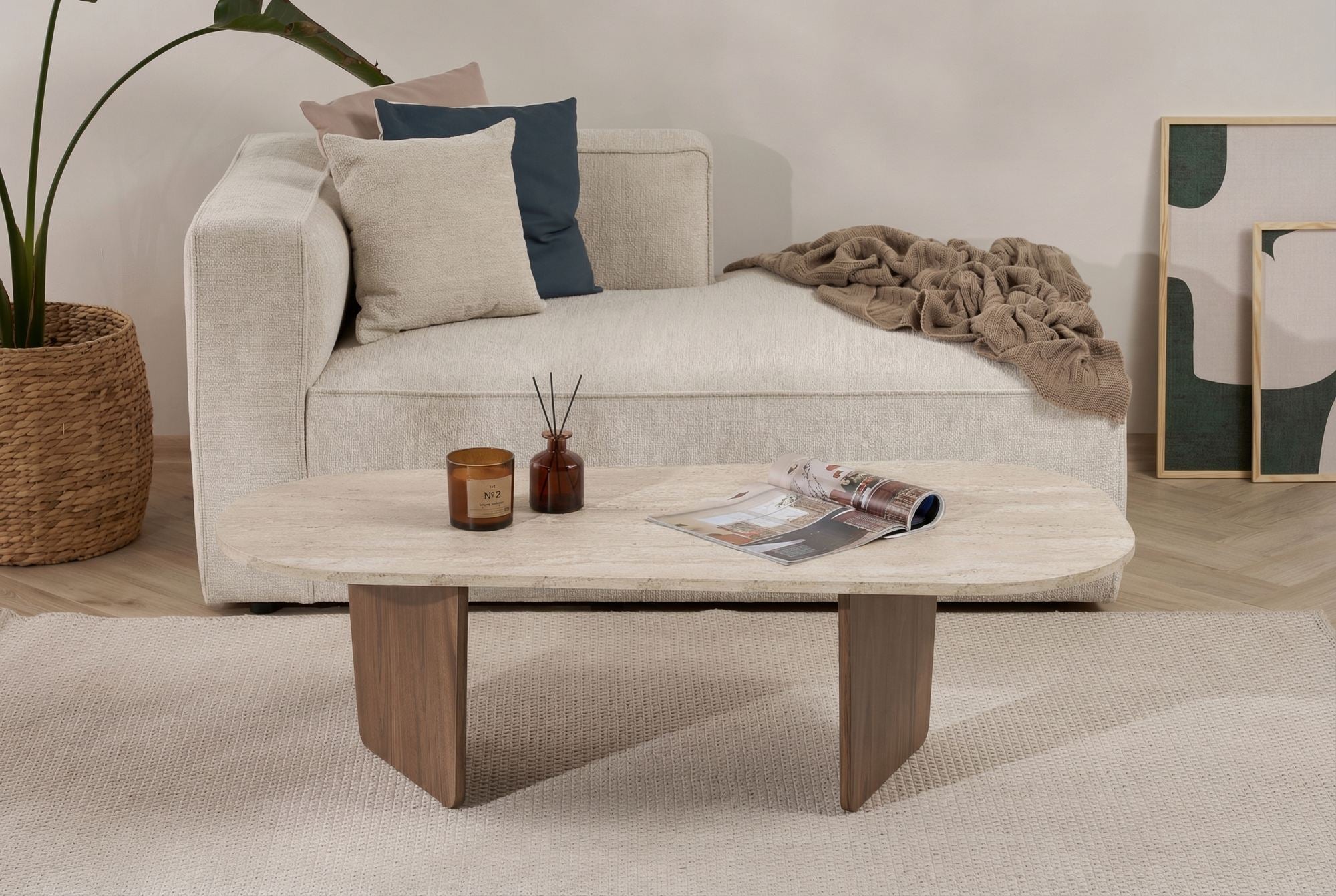 Rani Home Orta Sehpa Travertine - Walnut 130Cm AB-5413