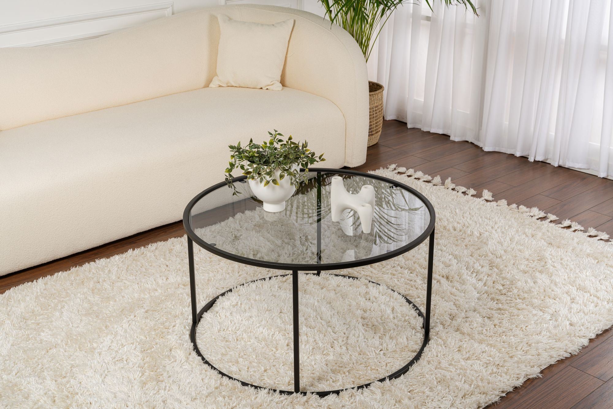 Rani Home Orta Sehpa Siyah Metal Ayaklı Füme Cam 80Cm AB-5380