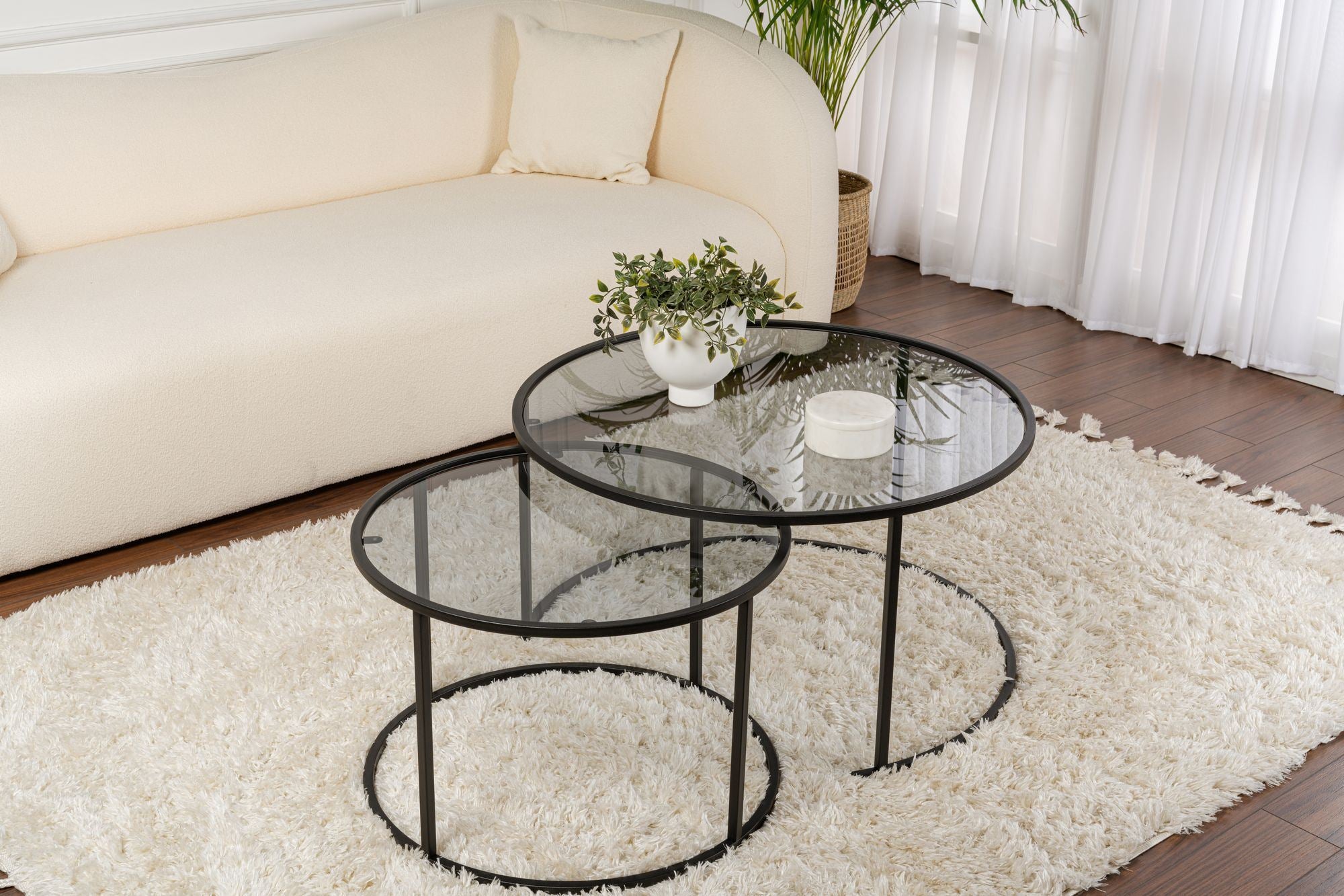 Rani Home Orta Sehpa Seti Siyah Metal Ayaklı Füme Cam 80 Cm AB-5238