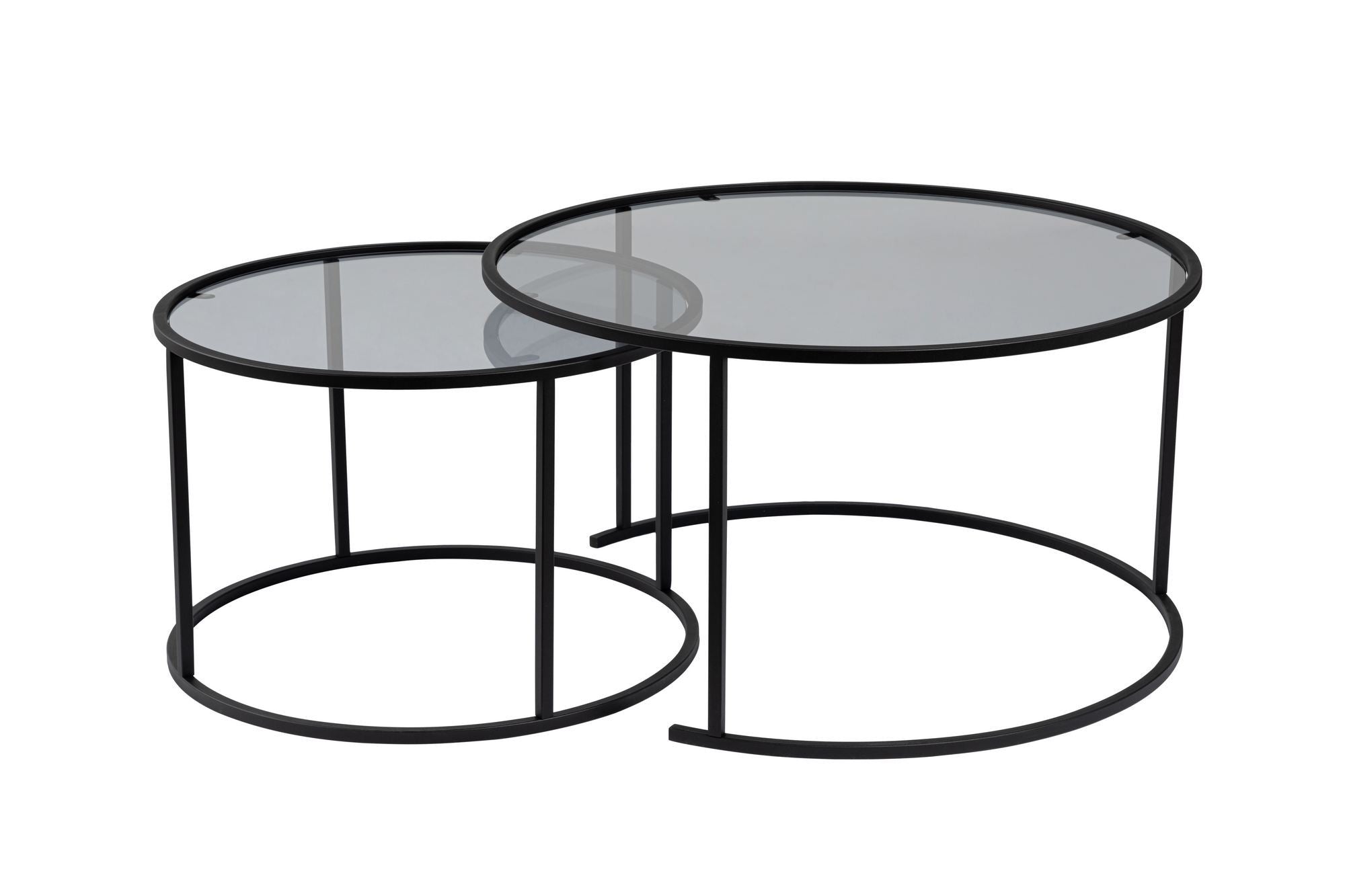 Rani Home Orta Sehpa Seti Siyah Metal Ayaklı Füme Cam 80 Cm AB-5238