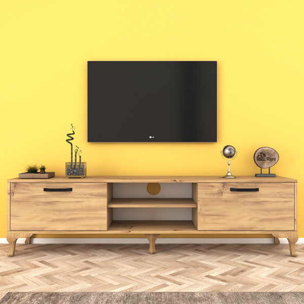 Rani A52 Tv Ünitesi Modern Ayaklı Tv Sehpası 180 cm Keçe Ceviz