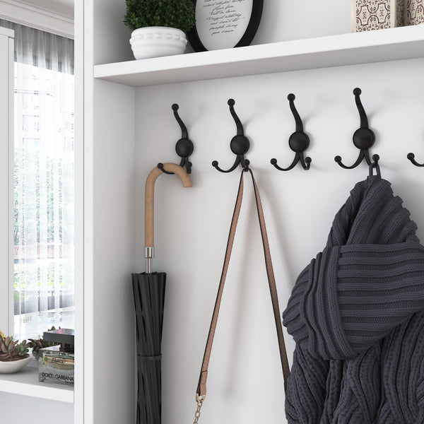 Rani P6 Modern Wardrobe with Drawer, Mirror and Shelf Shoe Rack Cloakroom White M2