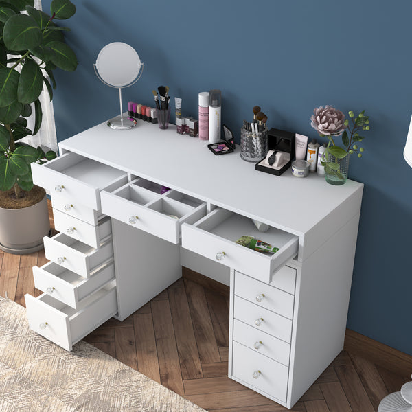 Rani BJ106 Makeup Dressing Table 13 Drawers Jewelry Organizer White