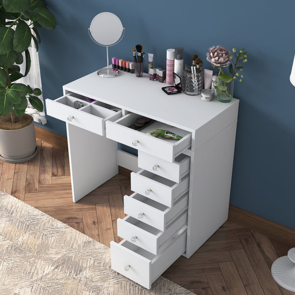 Rani BJ108 Makeup Dressing Table 7 Drawers Jewelry Organizer White