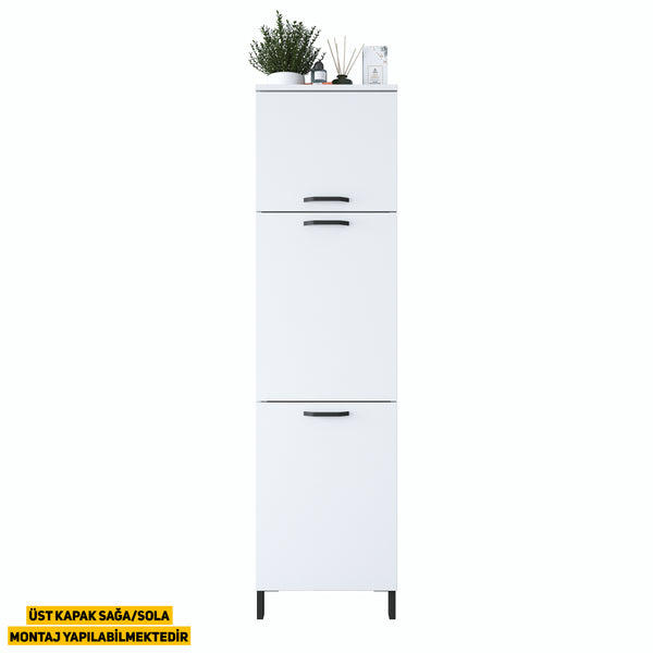 Rani KC101 Çamaşır Sepetli Banyo Dolabı 2 Sepetli Çok Amaçlı Dolap Beyaz