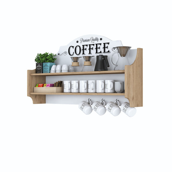 Rani JE137 Kahve Köşesi Çok Amaçlı Dolap Mutfak Rafı Sepet Ceviz - Beyaz