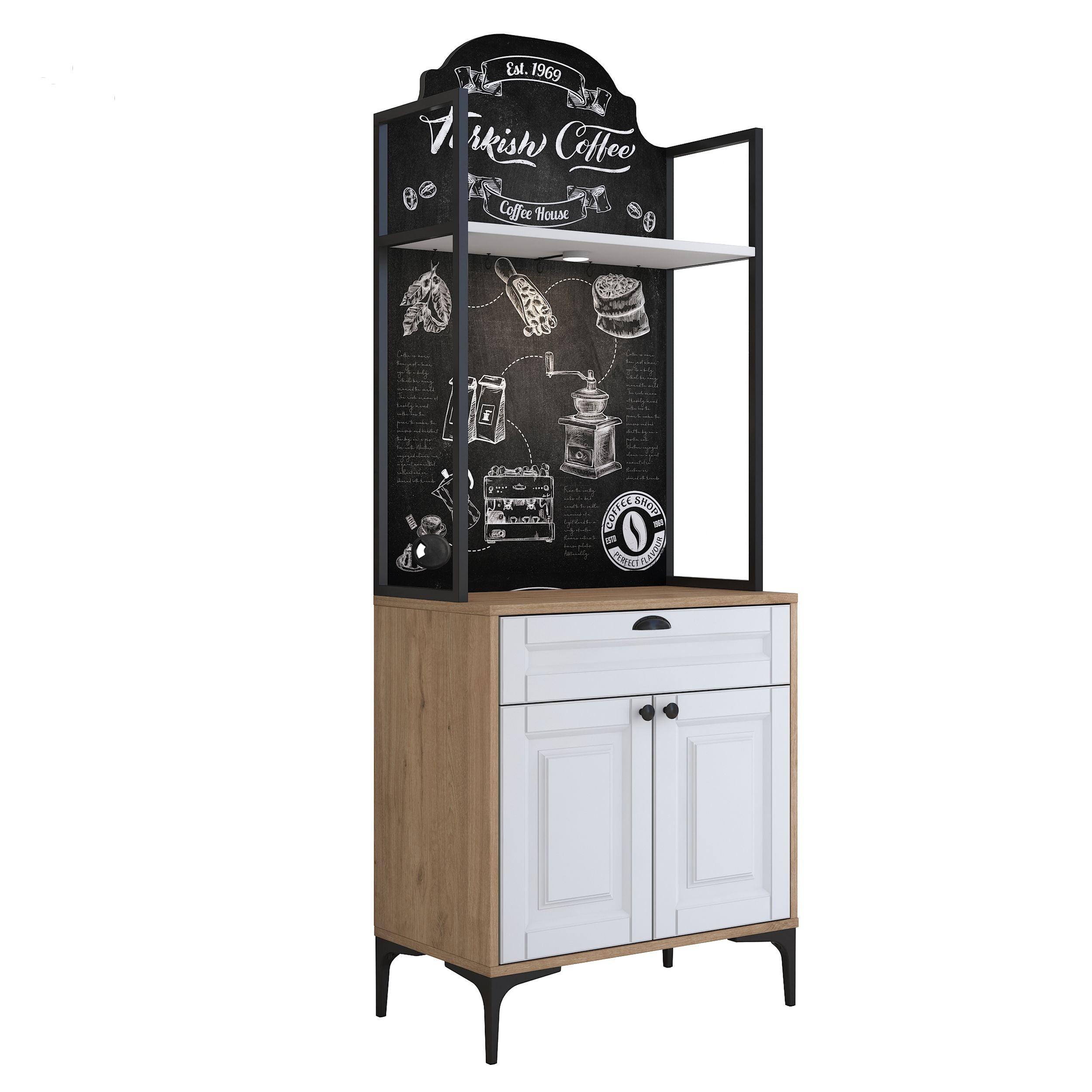 Rani JE158 Işıklı Kahve Köşesi Membran Kapaklı Çekmeceli Çok Amaçlı Mu