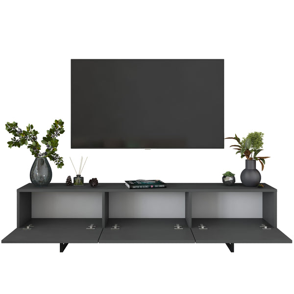 Rani AA136 Tv Ünitesi Düşer Kapaklı Metal Ayaklı Tv Sehpası 180 Cm Antrasit