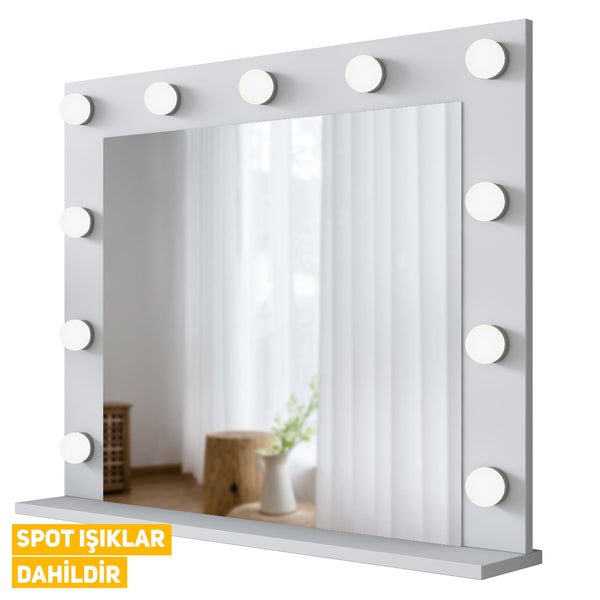 Rani EF108 Hollywood Işıklı Ayna Kulis Makyaj Aynası Ampuller Dahil Ayna Beyaz