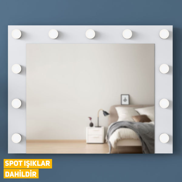 Rani EF108 Hollywood Işıklı Ayna Kulis Makyaj Aynası Ampuller Dahil Ayna Beyaz