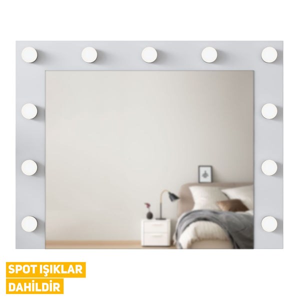 Rani EF108 Hollywood Işıklı Ayna Kulis Makyaj Aynası Ampuller Dahil Ayna Beyaz