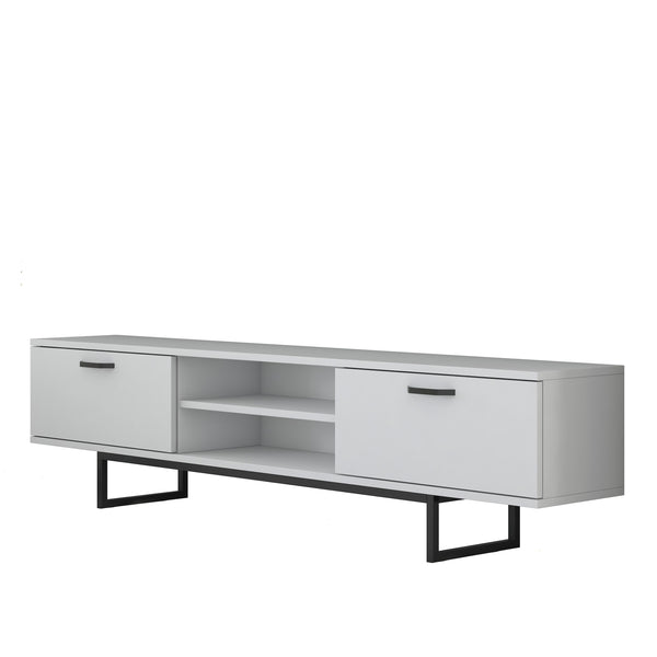 Rani AA137 Tv Ünitesi Metal Ayaklı Raflı Tv Sehpası 180 cm Beyaz