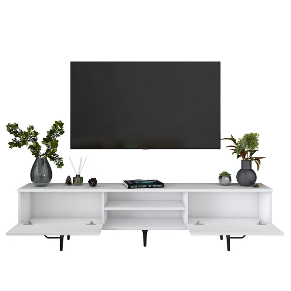 Rani AA146 Tv Ünitesi Modern Ayaklı Raflı Tv Sehpası 180 cm Beyaz