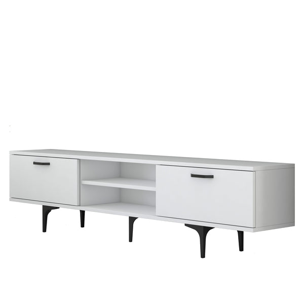Rani AA146 Tv Ünitesi Modern Ayaklı Raflı Tv Sehpası 180 cm Beyaz