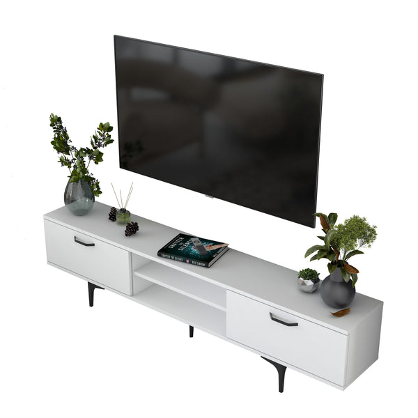 Rani AA146 Tv Ünitesi Modern Ayaklı Raflı Tv Sehpası 180 cm Beyaz