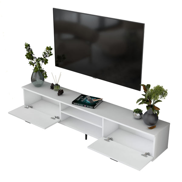 Rani AA146 Tv Ünitesi Modern Ayaklı Raflı Tv Sehpası 180 cm Beyaz