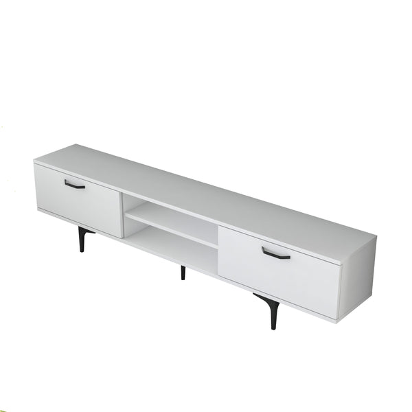 Rani AA146 Tv Ünitesi Modern Ayaklı Raflı Tv Sehpası 180 cm Beyaz