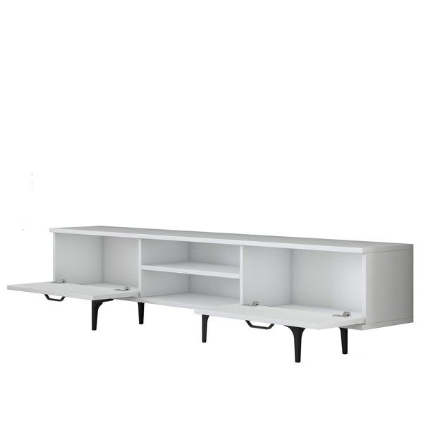 Rani AA146 Tv Ünitesi Modern Ayaklı Raflı Tv Sehpası 180 cm Beyaz