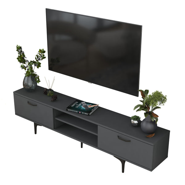 Rani AA146 Tv Ünitesi Modern Ayaklı Raflı Tv Sehpası 180 cm Antrasit