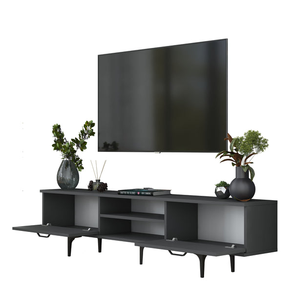 Rani AA146 Tv Ünitesi Modern Ayaklı Raflı Tv Sehpası 180 cm Antrasit