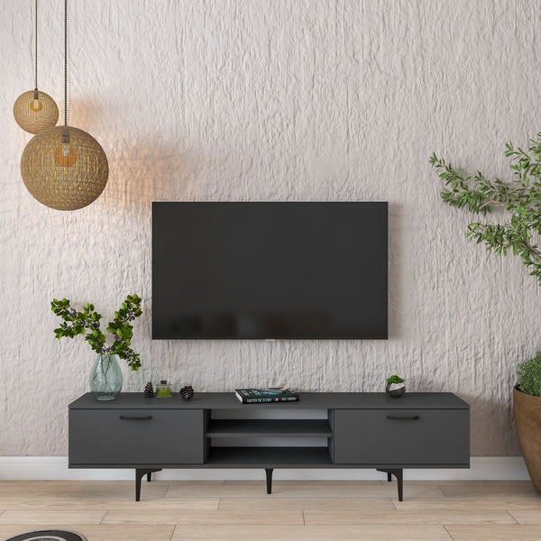 Rani AA146 Tv Ünitesi Modern Ayaklı Raflı Tv Sehpası 180 cm Antrasit