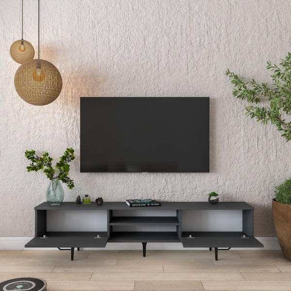 Rani AA146 Tv Ünitesi Modern Ayaklı Raflı Tv Sehpası 180 cm Antrasit