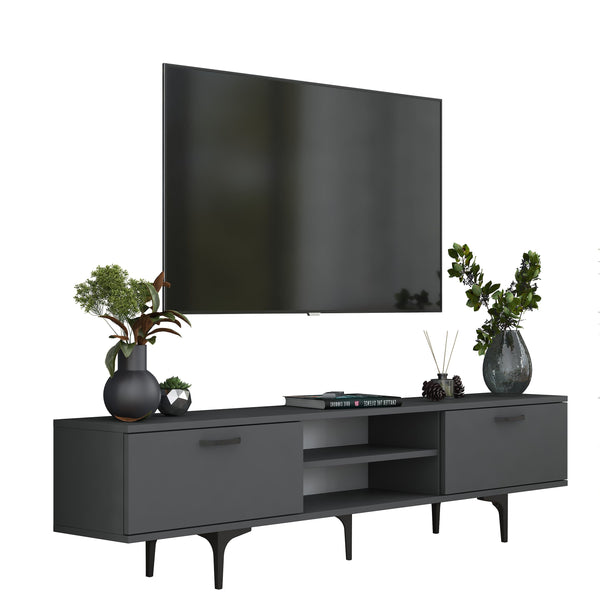 Rani AA146 Tv Ünitesi Modern Ayaklı Raflı Tv Sehpası 180 cm Antrasit