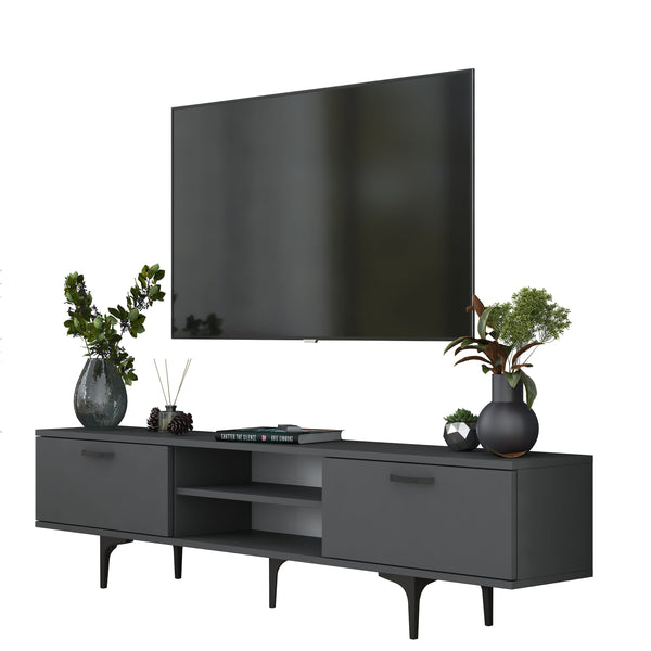 Rani AA146 Tv Ünitesi Modern Ayaklı Raflı Tv Sehpası 180 cm Antrasit