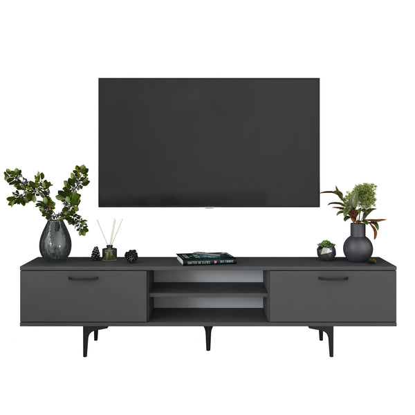 Rani AA146 Tv Ünitesi Modern Ayaklı Raflı Tv Sehpası 180 cm Antrasit