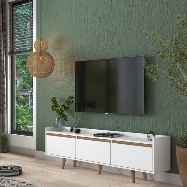 Rani AA140 Tv Ünitesi Düşer Kapaklı Tv Sehpası 180 Cm Beyaz - Sepet Ceviz