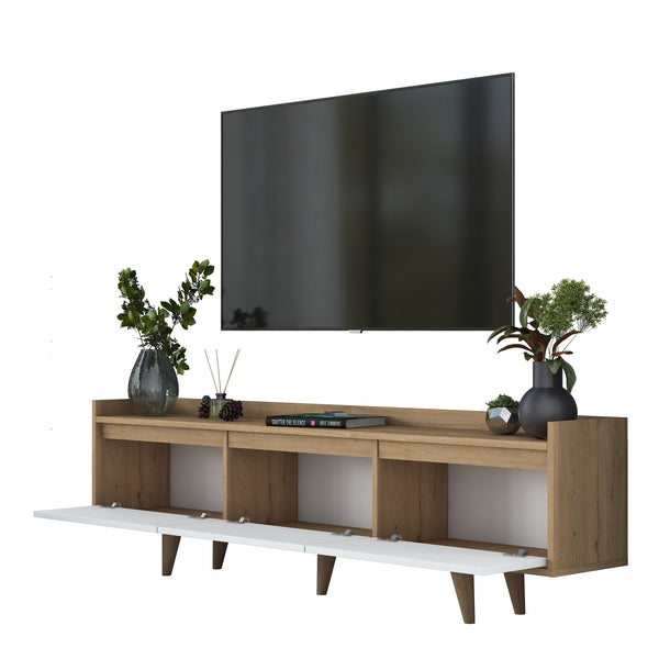 Rani AA140 Tv Ünitesi Düşer Kapaklı Tv Sehpası 180 Cm Sepet Ceviz - Beyaz